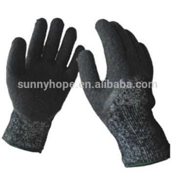 7gauge acrylic fiber+ HPPE mixed knitted Cut resistant gloves